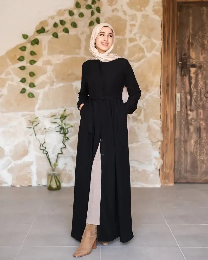 Double cloche abaya with pockets1