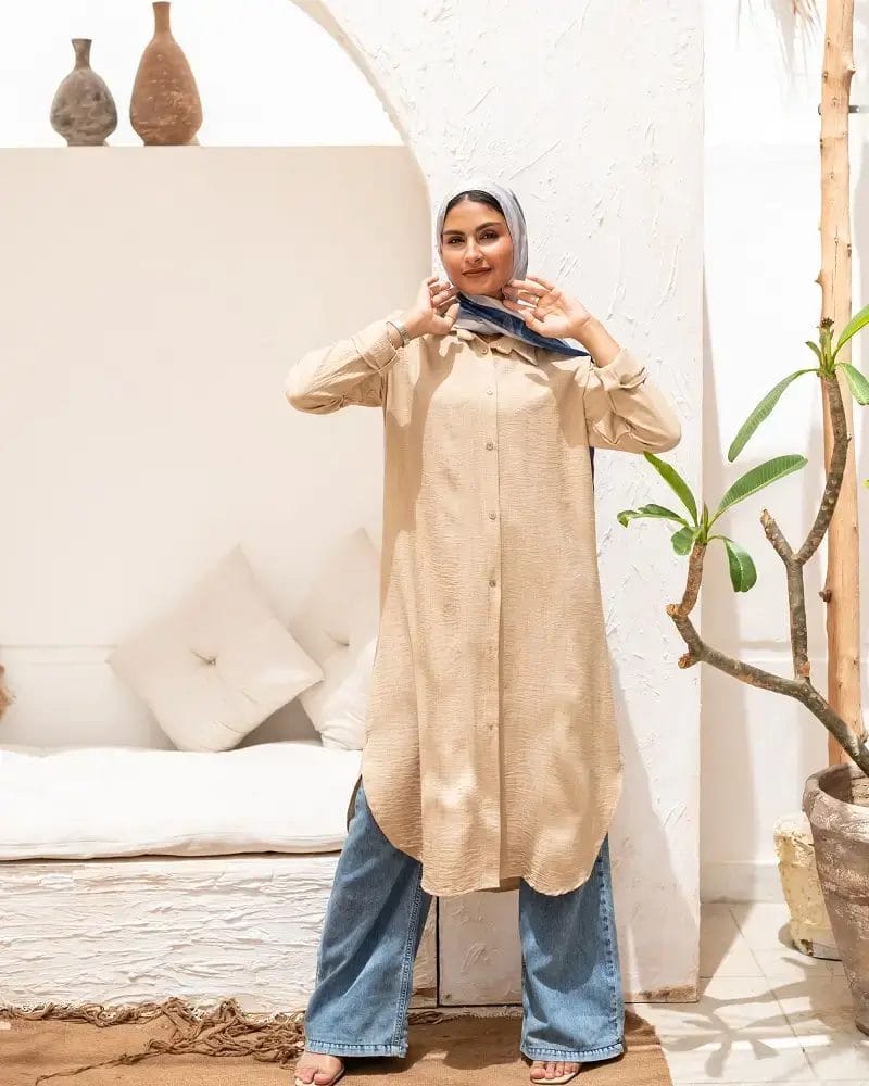 Linen basic shirt beij1