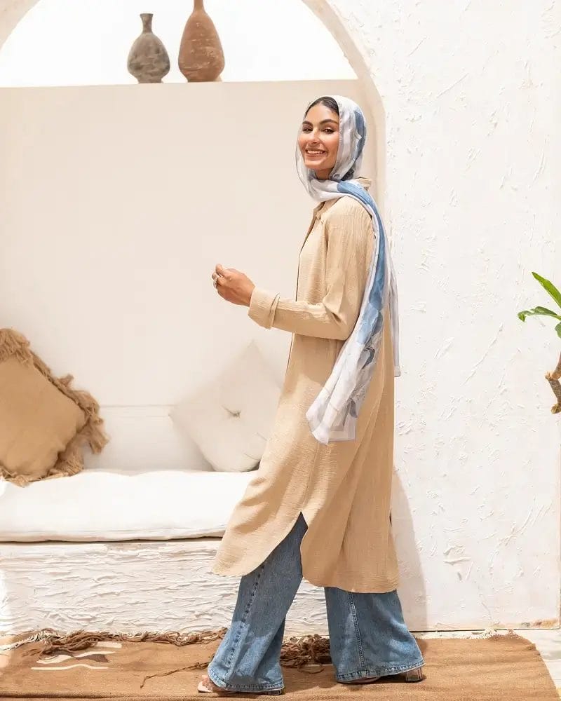 Linen basic shirt beij2