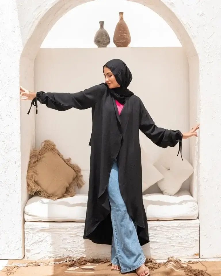 Linen flowy Cardigan black