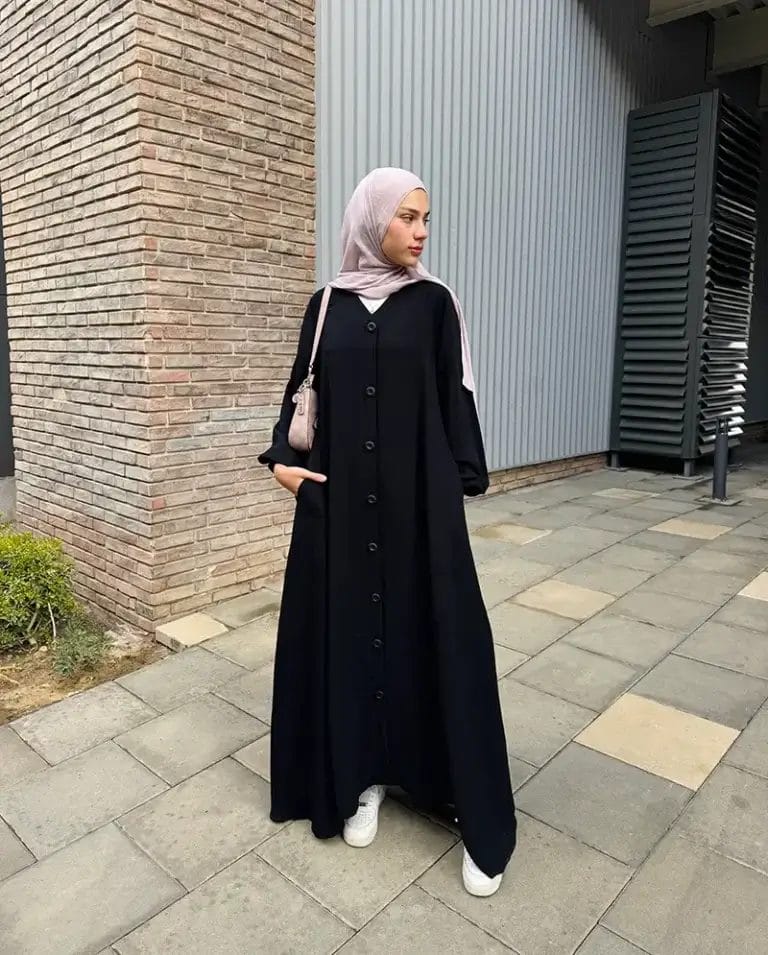 V neck Abaya