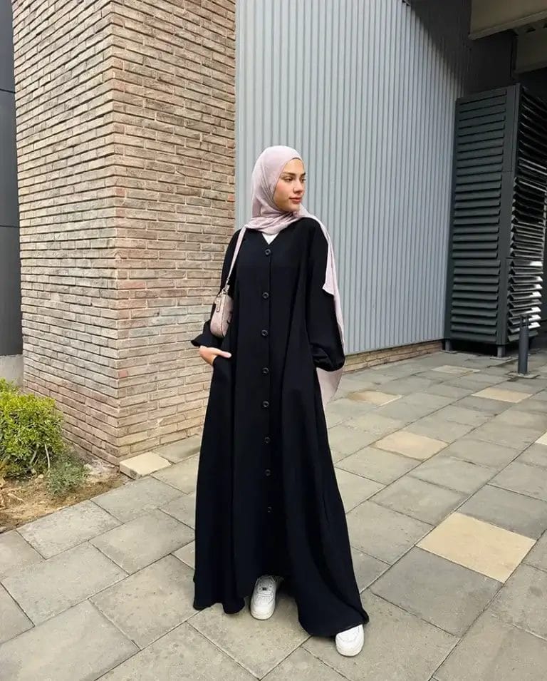 V neck Abaya