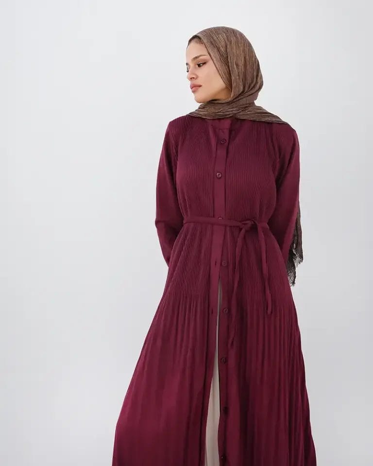 Suede Pleated Shirt Dress