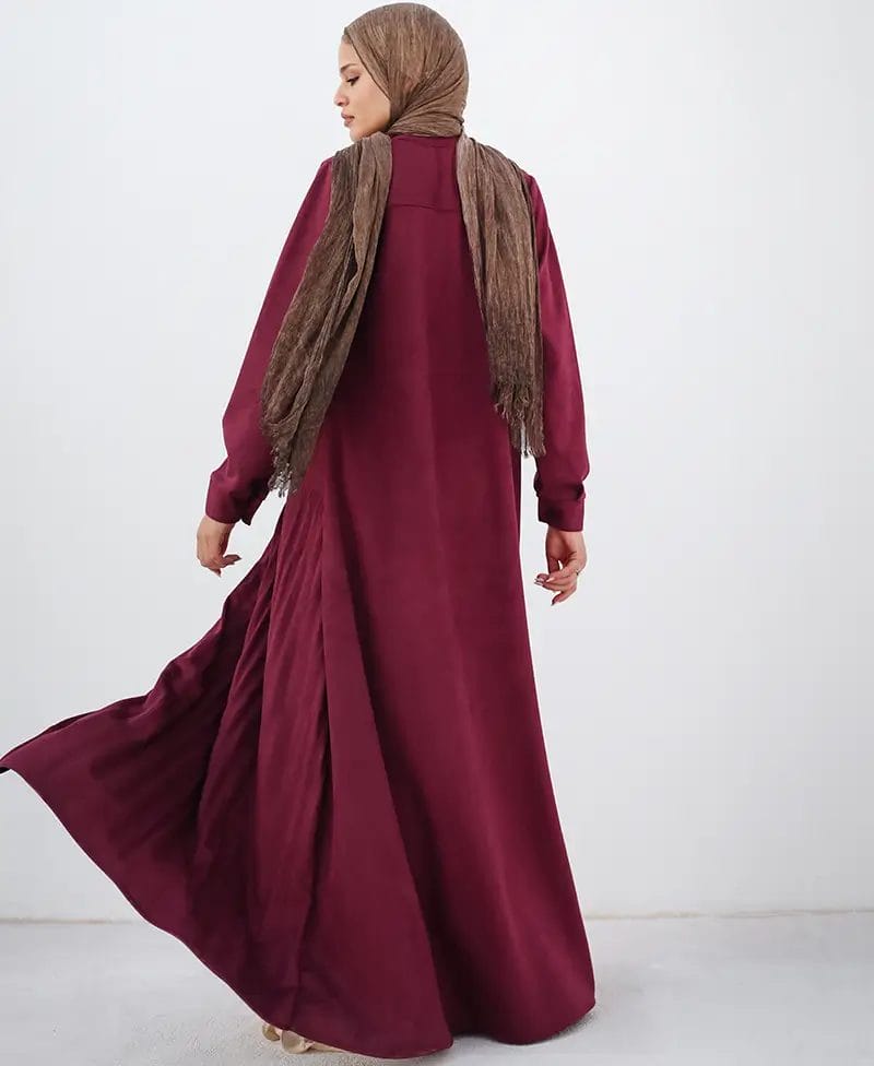 Suede Pleated Shirt Dress - Image 3