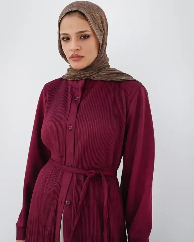 Suede Pleated Shirt Dress