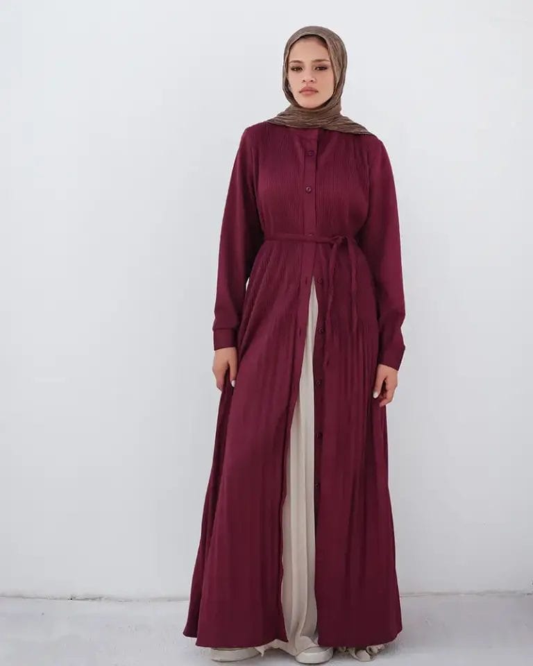 Suede Pleated Shirt Dress