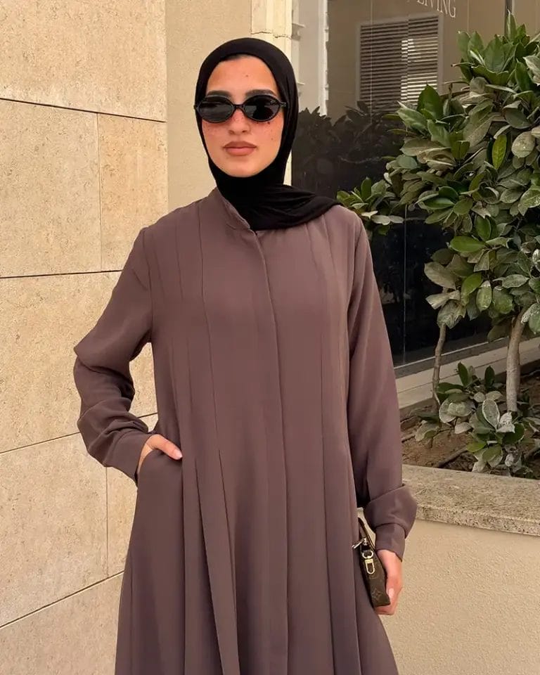 Double Cloche Abaya with Pockets - In CAFE