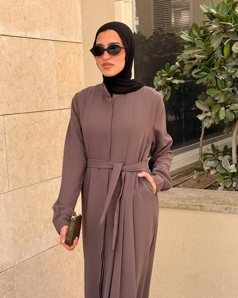 Double Cloche Abaya with Pockets - In CAFE