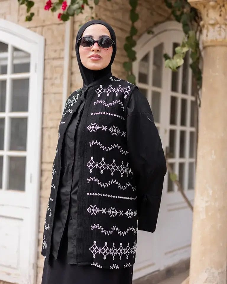 Noir Embroidered Vest