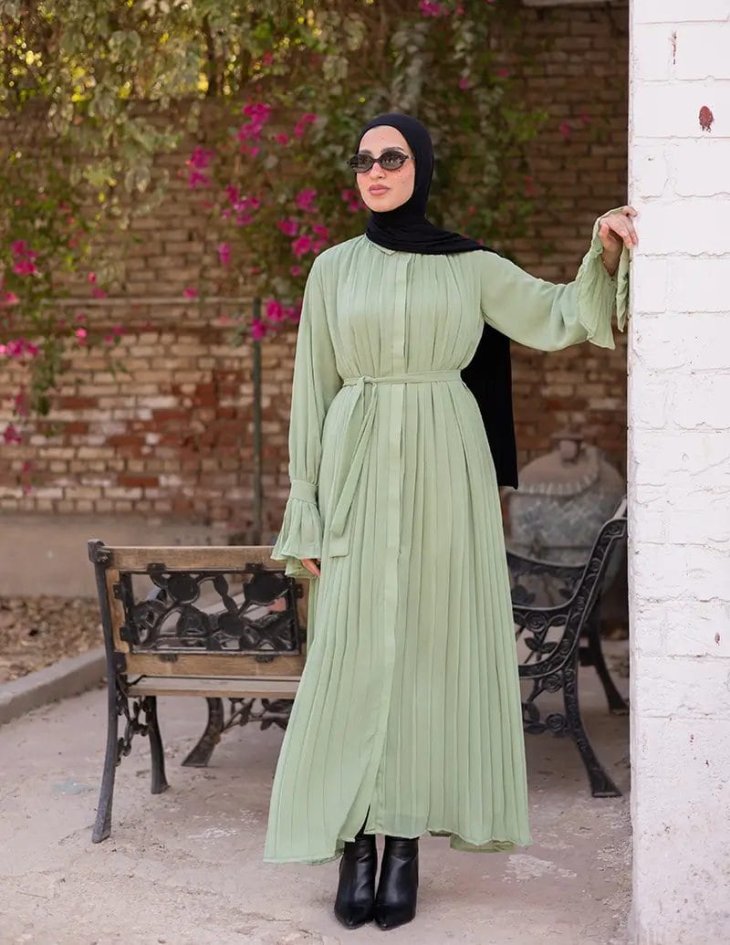 Pleated Chiffon Dress - Image 3